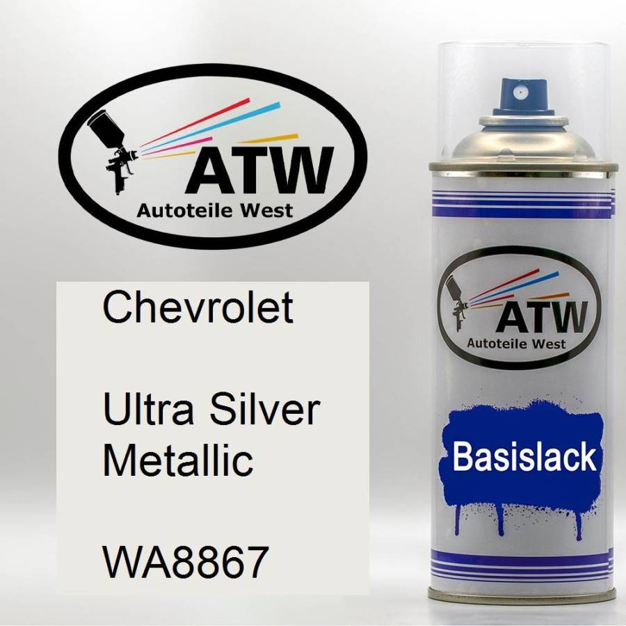 Chevrolet, Ultra Silver Metallic, WA8867: 400ml Sprühdose, von ATW Autoteile West.